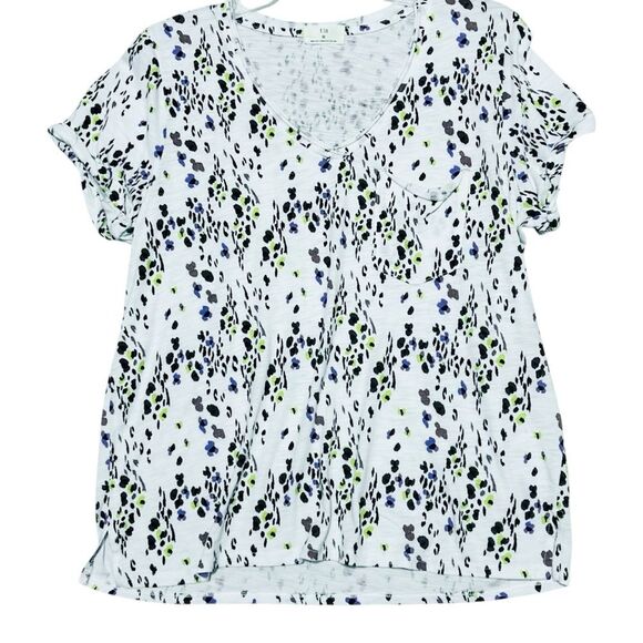 T.LA ANTHROPOLOGIE NWT Short Sleeve Abstract Floral V-Neck T-Shirt M - Picture 10 of 13